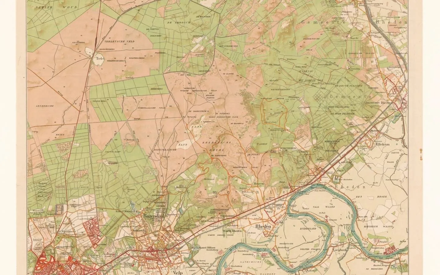 Стара мапа з річкою й містом